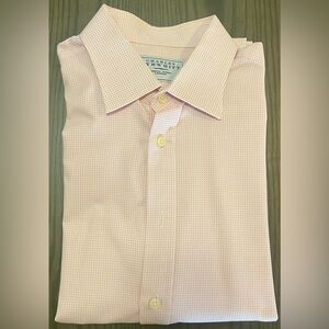 Charles Tyrwhitt 17/35 Light Pink French Cuff Checkered Shirt